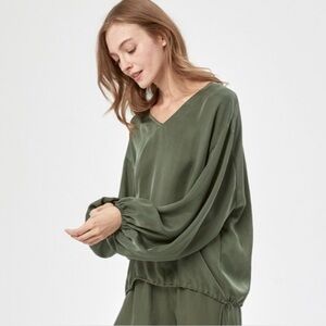Nap Loungewear NEW Puff Sleeve Top in Jade size M-L NWT